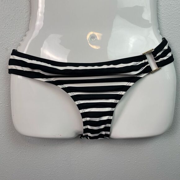 NWOT Lauren Ralph Lauren Black and White Striped Bikini Bottoms Size 8 - Picture 1 of 5